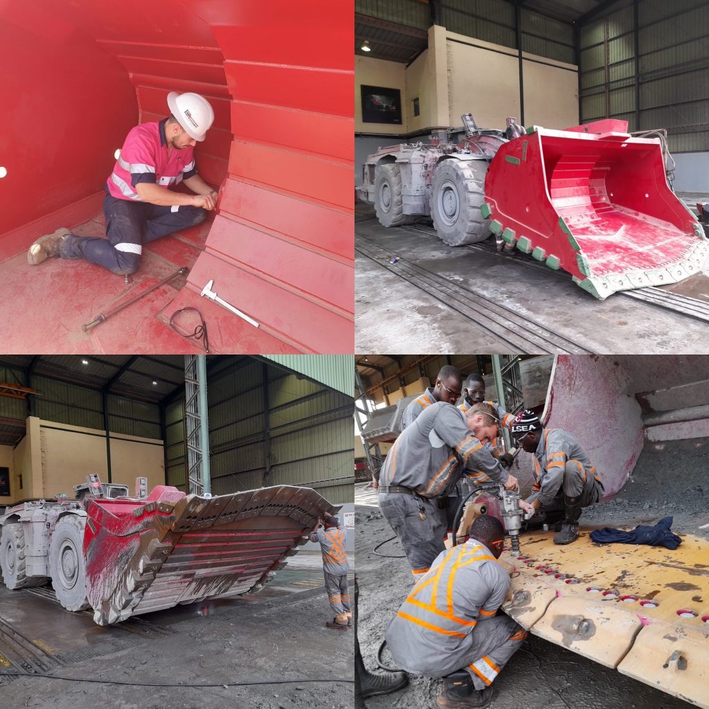 Underground mining buckets